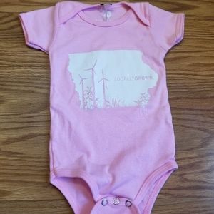 Locally Grown pink Iowa onesie